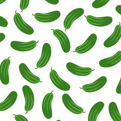Seamless pattern with cucumbers. Vegetable natural product. Flat vector illustration.