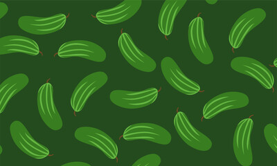 Cucumber seamless pattern. Vegetable background. Fresh vegetable gherkin print for kitchen, menu, food package design