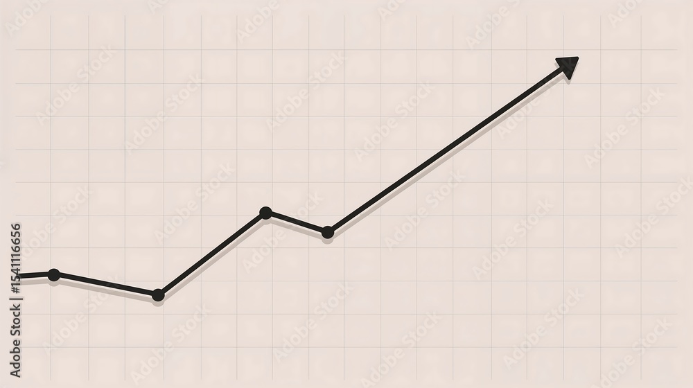 Poster minimalist beige graph black line chart arrow growth success data points image