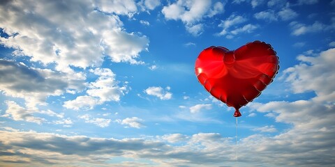 Fototapeta premium Heart balloon, blue sky.