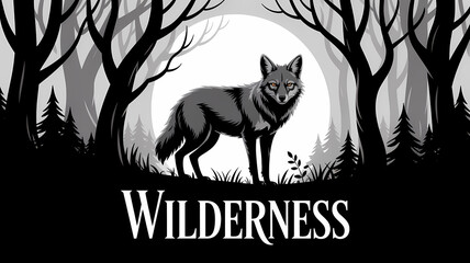 Lone Coyote in a Mystical Forest Under Moonlight