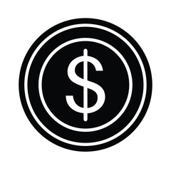 Dollar Coin Icon Vector Illustration