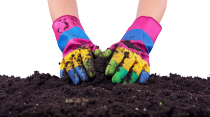 Gardening action hands in soil home garden close-up natural environment focused view plant care and growth