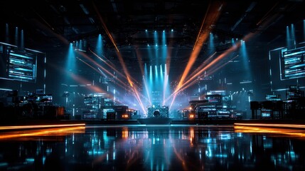 Obraz premium Futuristic concert stage with vibrant lighting
