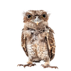 Naklejka premium Potoo bird front view full body isolate on transparent background