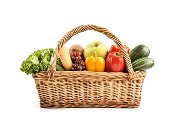 vegetable basket isolated on white background