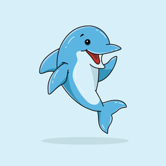 Cute smart dolphin cartoon hand drawn illustration vector isolated background