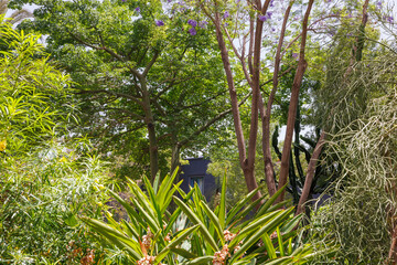 Scenic views of Le Jardin Secret as tourists visit the garden in Marrakech, west Morocco 