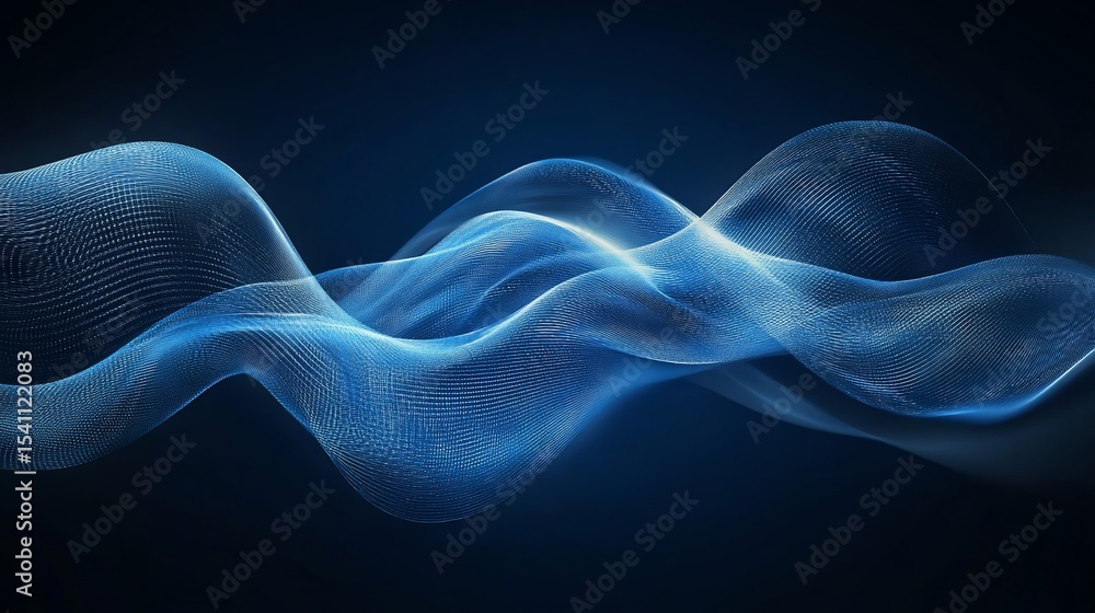 Aufkleber dynamic blue wave pattern: abstract digital technology background design