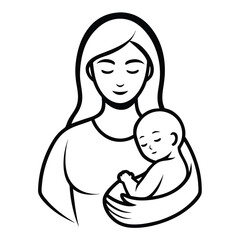 Mother Holding Baby with Brown Hair