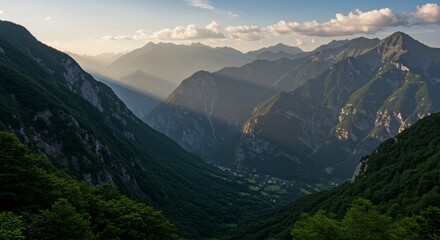 Naklejka premium the mountains are green