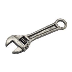 Adjustable Wrench: Metallic tool with textured handle, circular opening. Tool for mechanical tasks and repairs.