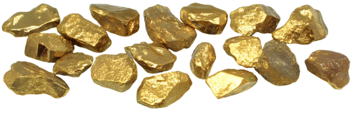 A gleaming collection of gold nuggets scattered on a pristine black background