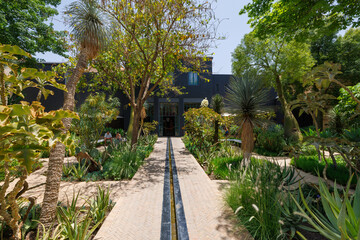 Scenic views of Le Jardin Secret as tourists visit the garden in Marrakech, west Morocco 