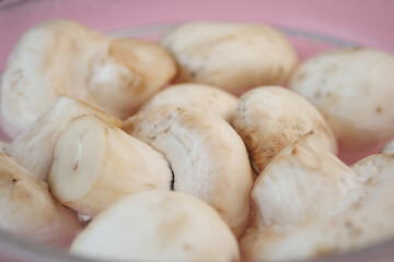 Fresh mushrooms in a bowl ready for cooking