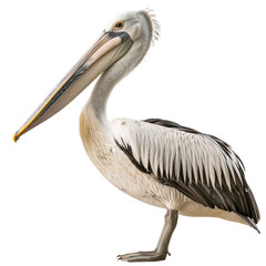 Pelican side view full body isolate on transparent background