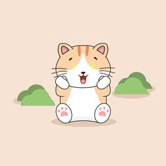 Cute cat icon sitting pose illustration vector