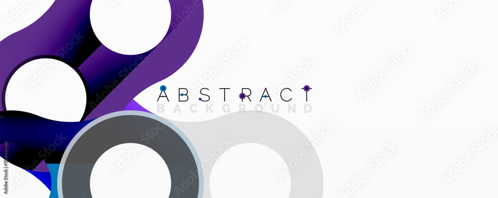 Poster modern abstract design features overlapping shapes, gradients, gray tones, plus blue accents. minima