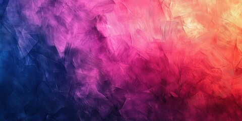 Fototapeta premium A colorful abstract painting with a gradient of pink, purple, and orange hues, featuring brush strokes and textures.