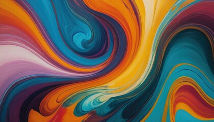 An abstract, flowing work of art with a wide range of colors created by a dramatic close-up of vivid, swirling colors.