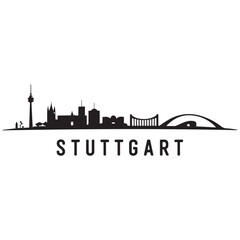 Stuttgart city skyline horizontal banner. Stuttgart city, Germany. Vector template for your design.Vector black silhouette. with white background