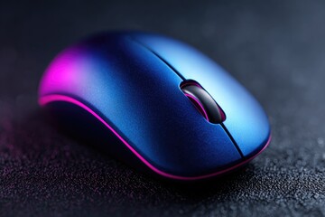 Close-up of a vibrant blue computer mouse.