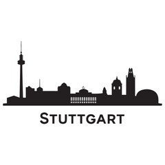 Fototapeta premium Stuttgart city skyline horizontal banner. Stuttgart city, Germany. Vector template for your design.Vector black silhouette. with white background