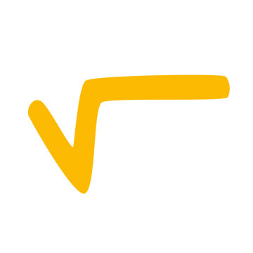 Flat yellow square root symbol icon with modern design. Simple and minimal, ideal for use in mathematics, graphic design, web, or UI elements.