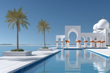 Fototapeta premium Serene coastal mosque