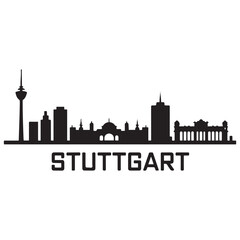 Obraz premium Stuttgart city skyline horizontal banner. Stuttgart city, Germany. Vector template for your design.Vector black silhouette. with white background