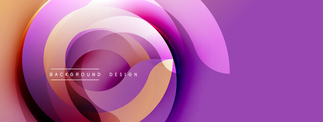 Abstract purple design features swirling layers, gradients. Modern aesthetic, dynamic composition, vibrant colors create visual interest.