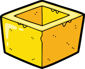 Cartoon Cube of Melted Golden Honey