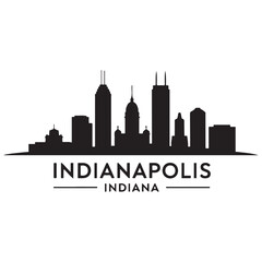 Fototapeta premium Indianapolis skyline horizontal banner. Indianapolis, Indiana. Vector template for your design. Vector black silhouette. with white background