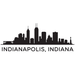 Fototapeta premium Indianapolis skyline horizontal banner. Indianapolis, Indiana. Vector template for your design. Vector black silhouette. with white background