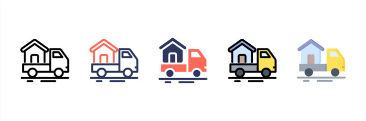 Moving Truck Multi Style Icon Set