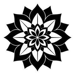 Fototapeta premium Graphic Floral Mandala with Crisp Petals and Bold Linework