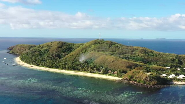 Coastline of Tokoriki island in Fiji &ndash; coral reefs and beaches tourism tropical destination.
