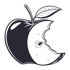 silhouette apple on white background