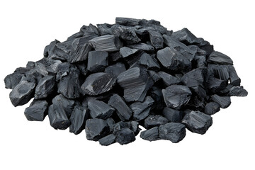 Obraz premium Heap of raw black tourmaline crystals on dark background, mineral gemstone