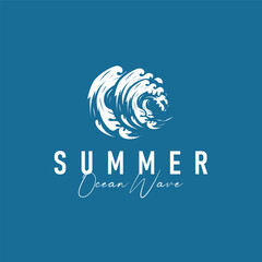 summer vacation with minimalist beach summer logo concept with palm tree and ocean logo concept illustration symbol template