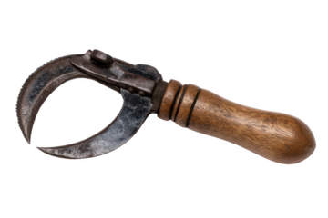 Antique crescent shaped tool isolated on transparent background