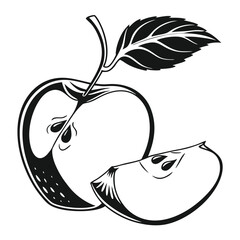 silhouette apple on white background