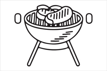 BBQ Grill and Food Silhouette Set – Summer Barbecue Vector Icons.