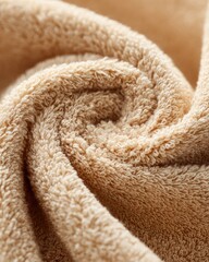 Closeup view of a rolled terry cloth towel.