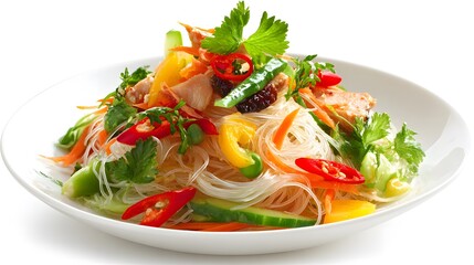 Delicious Asian Glass Noodle Salad with Chicken and Vegetables