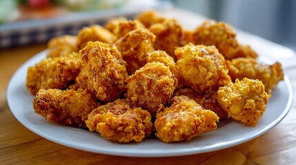 Crispy Fried Chicken Nuggets on a Plate