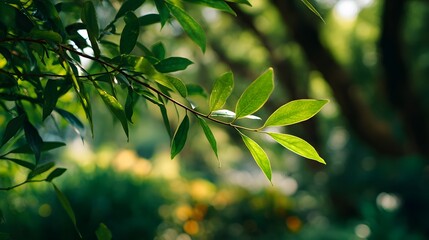 green leaves sunlight nature scene
