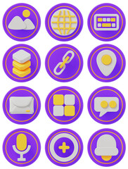 3D Interface Icon Pack – Digital Communication and Tools Symbols