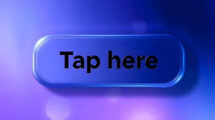 A modern and clean "Image" button design. The button should have a soft gradient background (blue to purple), rounded edges, a subtle shadow for depth, and smooth glossy highlights. The text "tap here