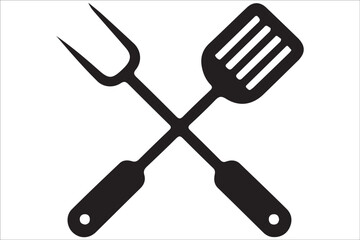 Fototapeta premium BBQ Grill and Food Silhouette Set – Summer Barbecue Vector Icons.